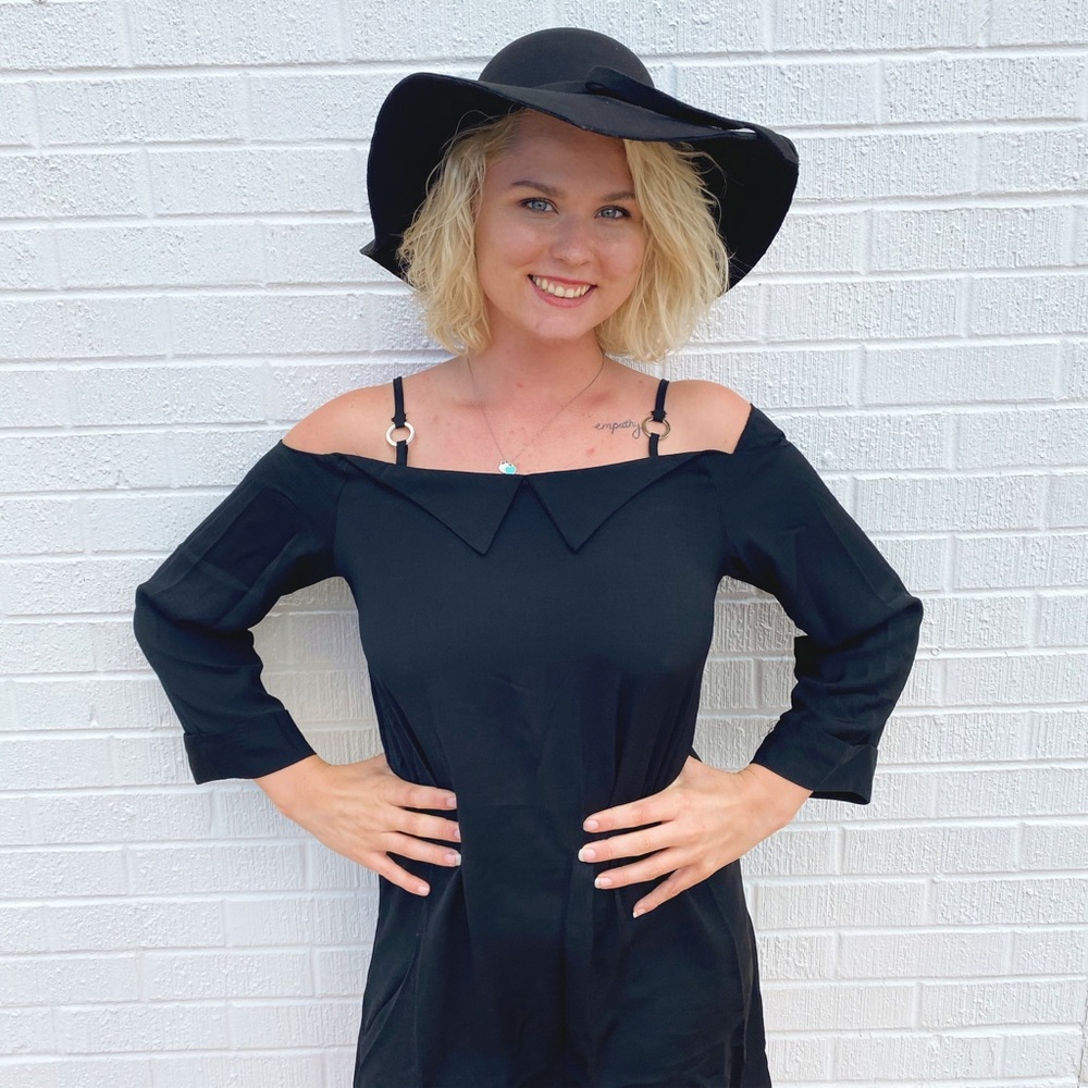 Spaghetti strap 3/4 sleeve dress